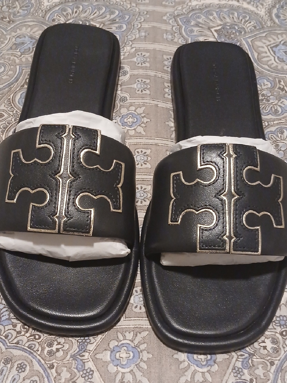 AUTHENTIC/REAL Double T Sport Slide - Perfect Navy & Gold